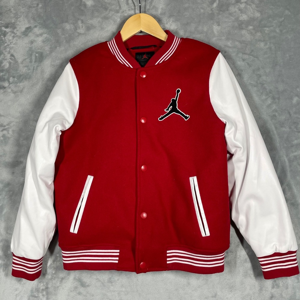 Jordan Flight Boys XL Varsity Jacket Red White Jumpman Logo C486-R78 423